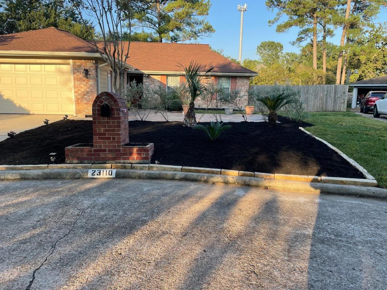 Job photograph from an EG Tree Services landscaping and property improvement job in the Cleveland, Texas area