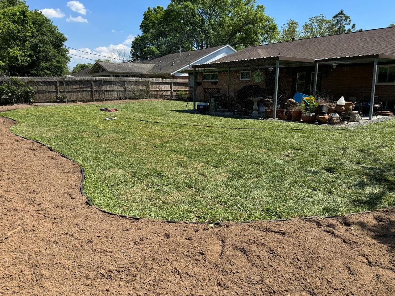 Job photograph from an EG Tree Services landscaping and property improvement job in the Cleveland, Texas area