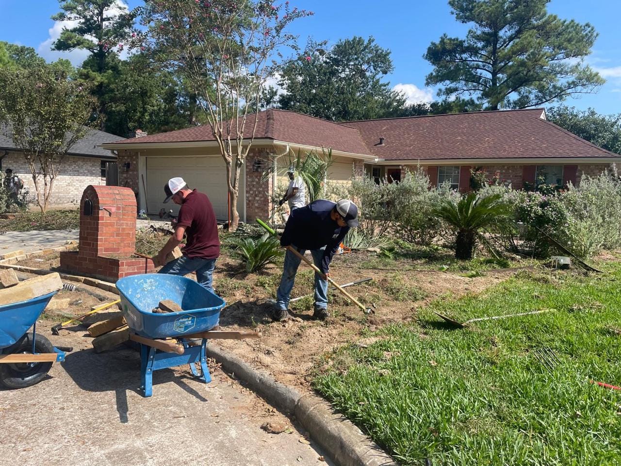 Job photograph from an EG Tree Services landscaping and property improvement job in the Cleveland, Texas area