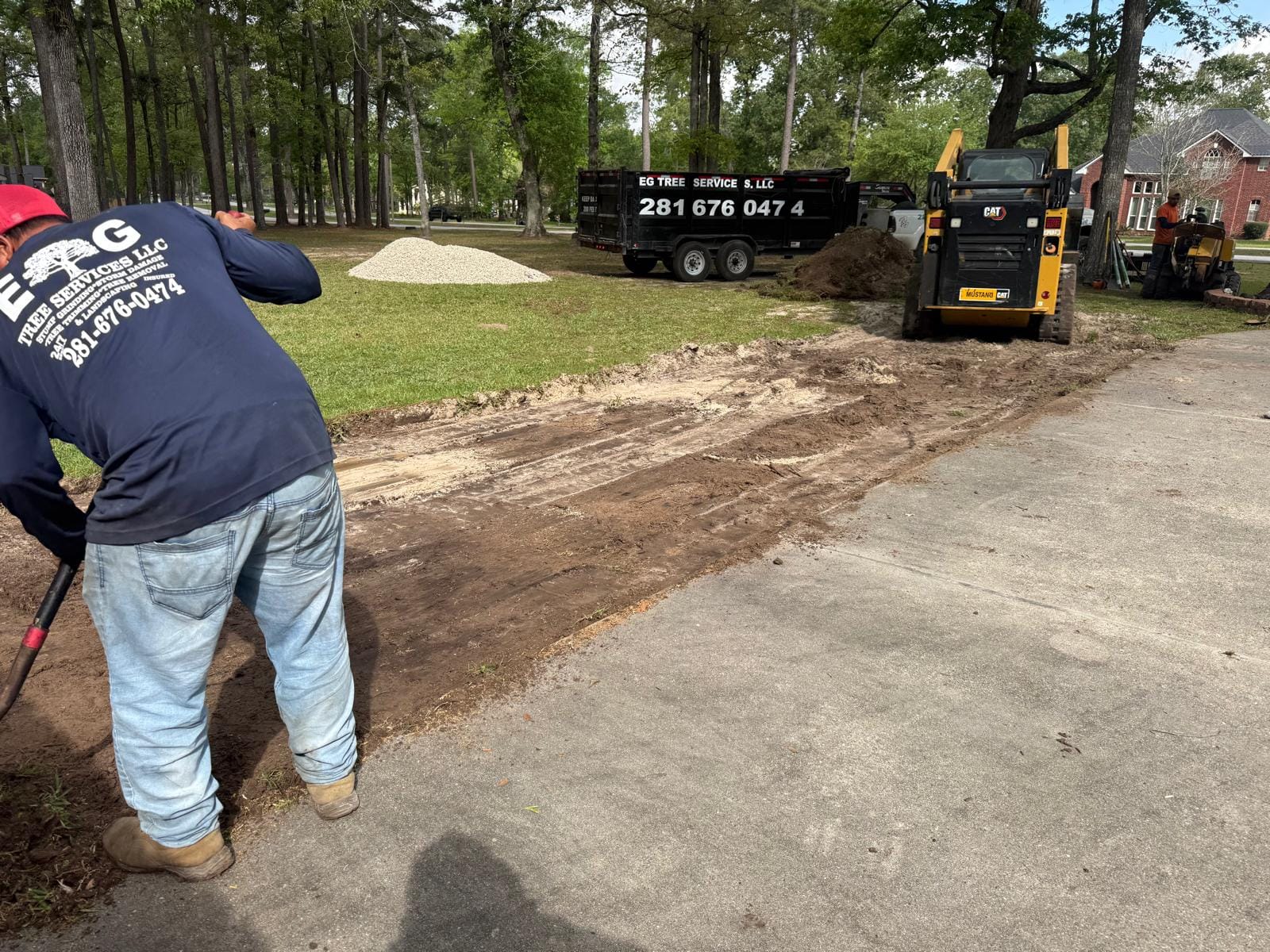 Job photograph from an EG Tree Services landscaping and property improvement job in the Cleveland, Texas area