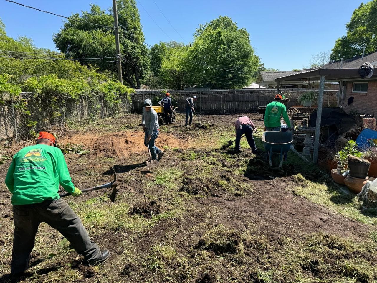 Job photograph from an EG Tree Services landscaping and property improvement job in the Cleveland, Texas area