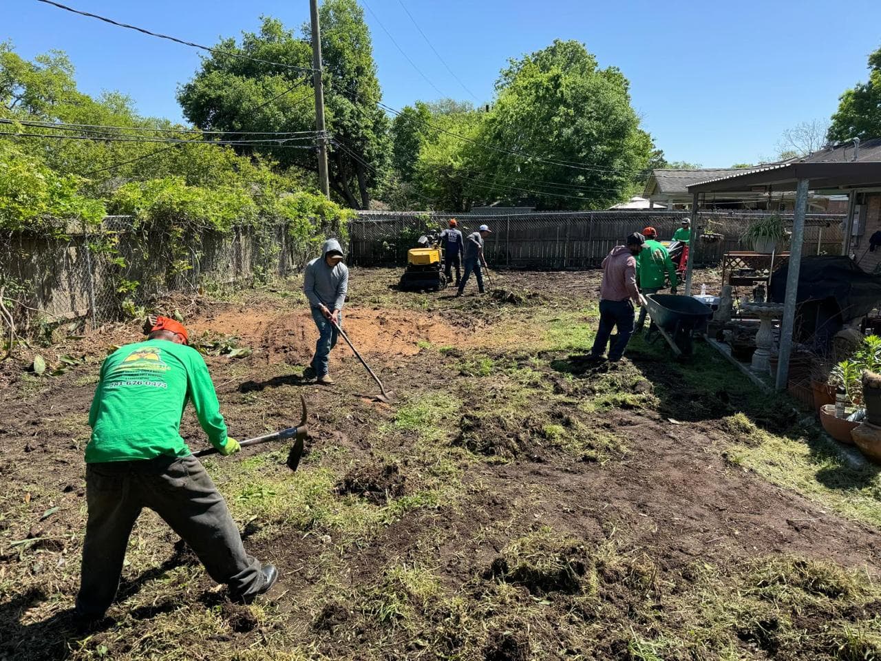 Job photograph from an EG Tree Services landscaping and property improvement job in the Cleveland, Texas area