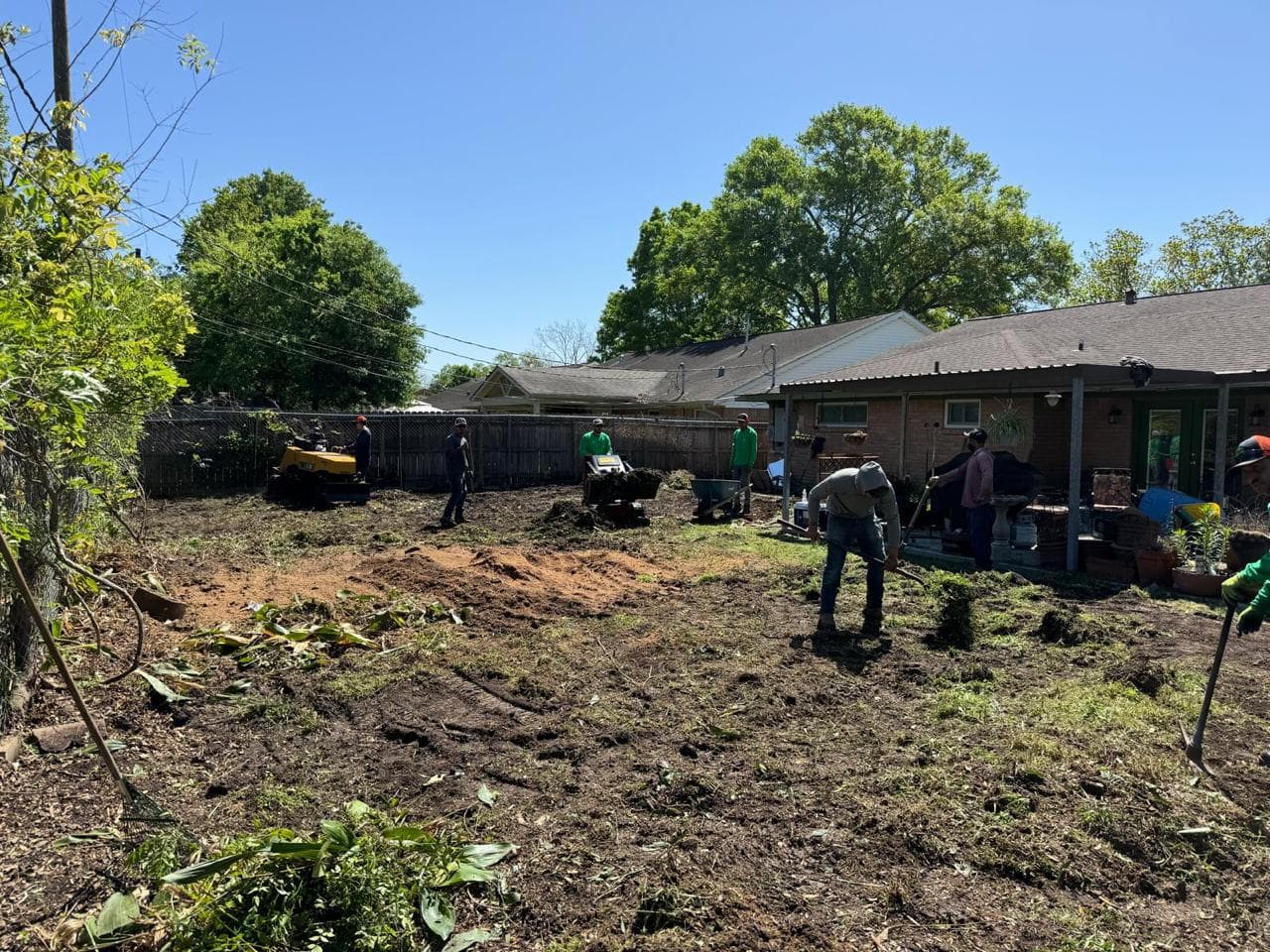 Job photograph from an EG Tree Services landscaping and property improvement job in the Cleveland, Texas area
